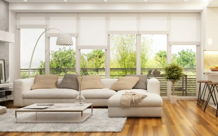 Modern,Kitchen,And,Living,Room.,3d,Rendering.